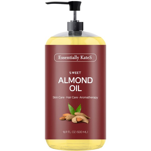 Essentially KateS Sweet Almond Oil 16.9 oz - 100% Pure and Natural and Cold Pressed