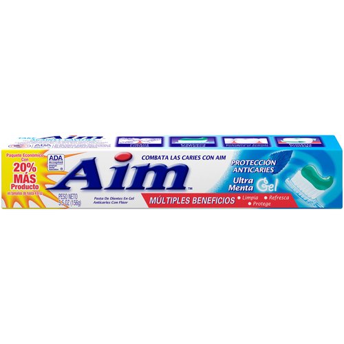Aim Cavity Protection Anticavity Fluoride Toothpaste, Ultra Mint Gel, 6 Ounce - Pack of 6