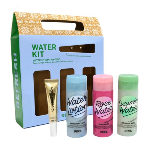 Victoria's Secret PINK Water Body Care Gift Set: Water Lotion, Rose Water, Cucumber Water Mini Lotions & Lip Mask