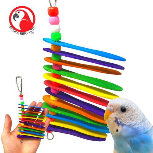886 Spoon Explosion Bonka Bird Toys Colorful Wood Chew Hanging Spin Parrotlet Budgie Cockatiel Parakeet