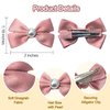 Pearl Hair Bows Clip for Girls, Beleki 2PCS Grosgrain Ribbon Hair Bows Boutique Hair Clips Full Lined Alligator Clips Pink Hair Accessories for Girls Teens Toddlers Kids