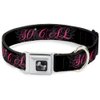 Dog Collar Seatbelt Buckle So Cal Script Wings Black Gray Pink 11 to 17 Inches 1.0 Inch Wide