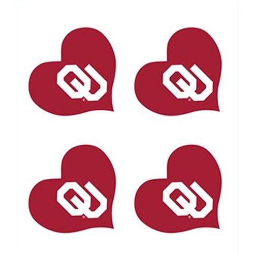 University of Oklahoma Heart Cheek/Face Tattoos-Oklahoma Sooners Temporary Tattoos-Pack of 4