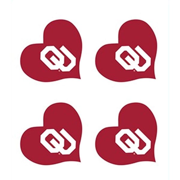 University of Oklahoma Heart Cheek/Face Tattoos-Oklahoma Sooners Temporary Tattoos-Pack of 4