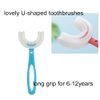 claiol 2 PCS U-Shaped Kids Toothbrush, Soft Manual Training Toothbrush for Kids 6-12 Years (Pink +Blue)