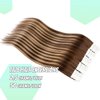 VINBAO Tape in Hair Extensions Human Hair Pu Blonde Real Hair Extensions Color #4 Ombre #27 Caramel Blonde #4 Brown Straight Remy Hair 50g Double Sided Tape in Extension 20pcs (18inch, 4/27/4)