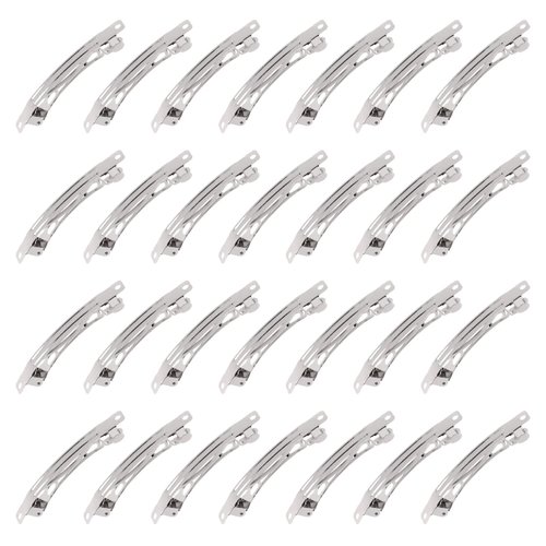 Mardatt 80 Pcs French Barrette Hair Clips Assortment Set 2.75 Inch Silver Metal Blank Alligator Hairpin Rectangle Craft Bow Clips for DIY Hairdressing Accessories (7 cm)