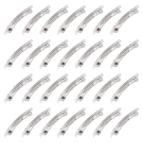 Mardatt 80 Pcs French Barrette Hair Clips Assortment Set 2.75 Inch Silver Metal Blank Alligator Hairpin Rectangle Craft Bow Clips for DIY Hairdressing Accessories (7 cm)