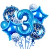 Chaungfu Balloons, 11 pcs Foil Balloons 3 Year Old for 3st Birthday Party Supplies Decoration, Confetti Balloon Kids Years (3th, Blue)