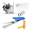 JOYCOURT Carburetor Torch Tips Jet Remove Cleaner, Airbrush Cleaning Kit, 13 Cleaning Set+1 Sharp Pick+5 Nylon Brushes+10 Cleaning Rods +1 Throttle Wrench for Motorcycle Moped Welder Carb Cleaner