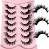 False Eyelashes Wispy Lashes Natural Look Fake Eyelashes Cat Eye Lashes Mink Fluffy Strip False Lashes Fox Eye Lashes Pack 7 Pairs (7Pairs2hao)