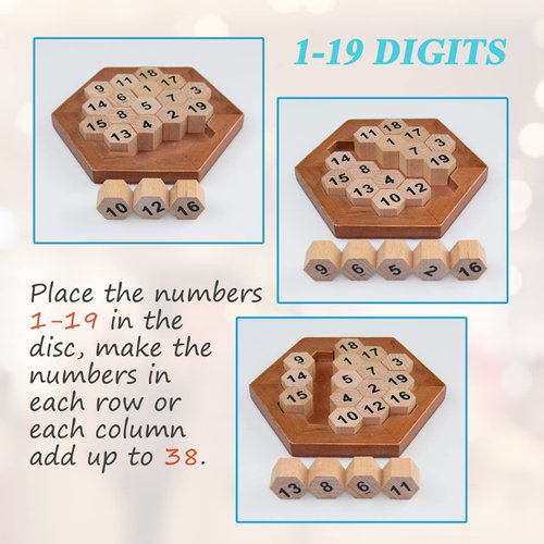 KINGOU Wooden Logic Puzzle Brain Teasers Intellectual Toy Number Puzzle