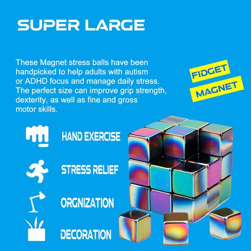 Jumbo Fidgets Science Kit Neat Magnets Blocks Hematite Magnetic Magnets Ring Gifts for Kids Adults, Refrigerator Magnet for Home Office Neat Party Favors Supplies Goodie Bag Fillers 30 PCS 20mm