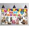 6 X 3.6ft Cat Happy Birthday Backdrop Cat Birthday Sign Banner Kitties Birthday Party Supplies Decoration Pet Cat Paw Theme Birthday Backdrop Children Kids Cat Themed Birthday Party Supplies