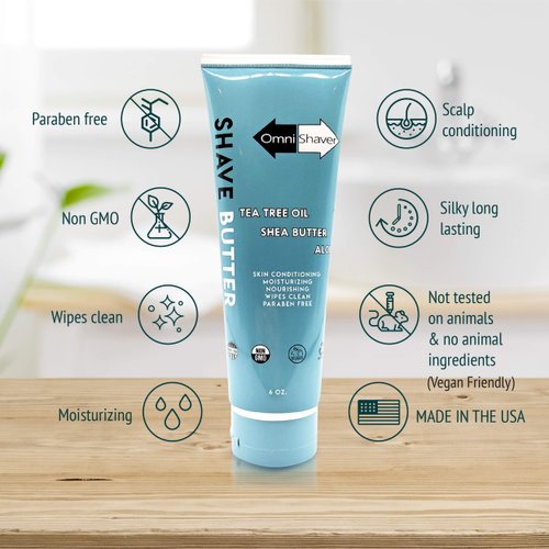 OmniShaver Shave Butter - The Best Shaving Cream for Head Arms Legs and Body - Shaving Conditioner Cream