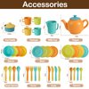 BUYGER Kids Kitchen Accessories and Tea Set for Kids, Toddler Play Kitchen Toy Dish Plates Utensils Dinnerware Set Pretend Role Play Gifts for Ages 3-5 3 4 5 Years Olds Kids Children Boys Girls