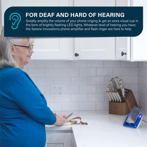 Cell Phone Ring Amplifier & Flasher – Cell Phone & Landline Phone Ring Detection with LED Flasher – Works with Cell Phone's Vibration Notifications – Extra Loud Telephone Ringer by Serene Innovations.