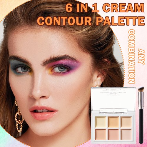 Tri Color Corrector Face Concealer Palette Set with Brush,Moisturizing Long Lasting Waterproof Color Correcting Concealer Full Coverage Cream Contour Foundation Makeup Palette Kit（２PCS）