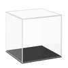 Cliselda Fully Assembled Acrylic Display Case with Black Base 6x6x6 in, Clear Square Acrylic Box Cube Small Acrylic Storage Containers, Dustproof Plastic Display Box for Collectibles Action Figures
