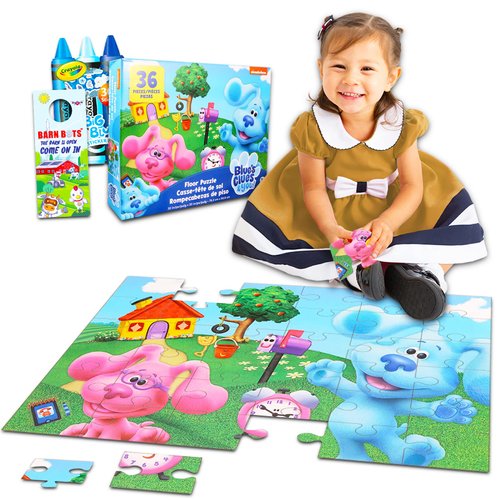 Blue's Clues Floor Puzzle for Kids, Toddlers - Bundle with 36 Pc Blue's Clues Floor Puzzle Plus Stickers (Kids Toys and Games)