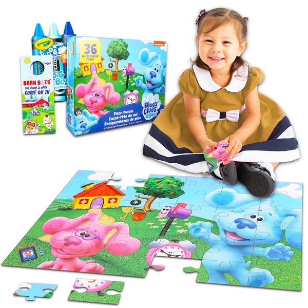 Blue's Clues Floor Puzzle for Kids, Toddlers - Bundle with 36 Pc Blue's Clues Floor Puzzle Plus Stickers (Kids Toys and Games)