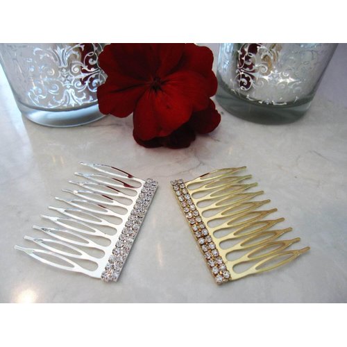 Generic Crystal hair comb barrette clip bridal clip bridal barrette :A (Primary color: Gold), 1 Count (Pack of 1)