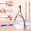 Cuticle Trimmer,Cuticle Nippers with Cuticle Pusher,Cuticle Clippers Scraper,Stainless Steel Nail File,5 pcs Nail Cuticle Knifes, 10 in 1 Nail Cuticle Remover Cutter Dead Skin Remover with Box