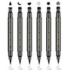 Ownest 6 Pcs Liquid Eyeliner Set,Double-Side Waterproof Smudge-proof Eyeliner Stamp Pen Eyeliner Tattoo Tool Makeup-Smiley, Triangle,Heart,Star,Moon,Flower