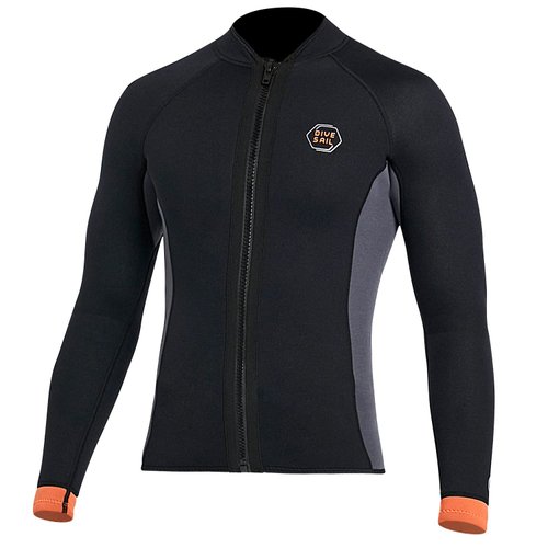 Wetsuit Top 3mm Neoprene Wetsuit Jacket Men Front Zip Long Sleeve Diving Suit for Swimming Surfing Snorkeling Kayaking Scuba Diving 2XL Size