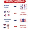 Independence Day Temporary Tattoo, 4th of July Waterproof Body Art Stickers, American Flag Fake Tattoos,Red White and Blue Party Supplies