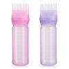 Pimoys 2 Pack Root Comb Applicator Bottle 6 Ounce Oil Applicator for Hair Dye, Hair Oiling Applicator Brush with Graduated Scale, Pink and Purple