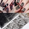 Nail Foil Transfer, DANNEASY 30 Roll Black White Laser Lace Nail Foils Retro Nail Stickers Holographic Nail Art Foil Transfer Starry Sky Nail Design Stickers Nail Decals for Women Kids