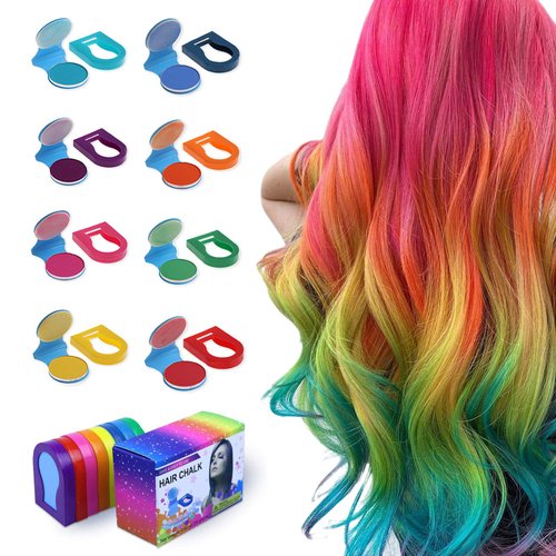 TALLSOCNE Hair Chalk for Kids – 8-Color Non-Sticky Washable Hair Dye for Kids – Hair Chalk for Girls with Dark Hair, Blonde – Vibrant Temporary Hair Color for Kids – Washes Out with Shampoo