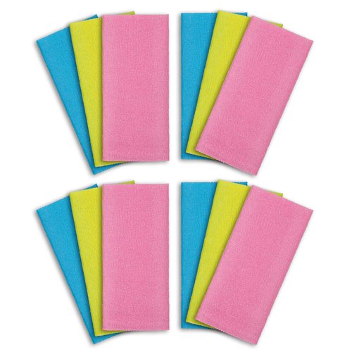 ARCH&M Exfoliating Washcloth 12 Pack Back Scrubber for Shower Towel Exfoliating Body Scrubber Microabrasion Sponge Japanese Bath Wash Korean Exfoliating Beauty Wash Cloth Loofah Exfoliating Scrub