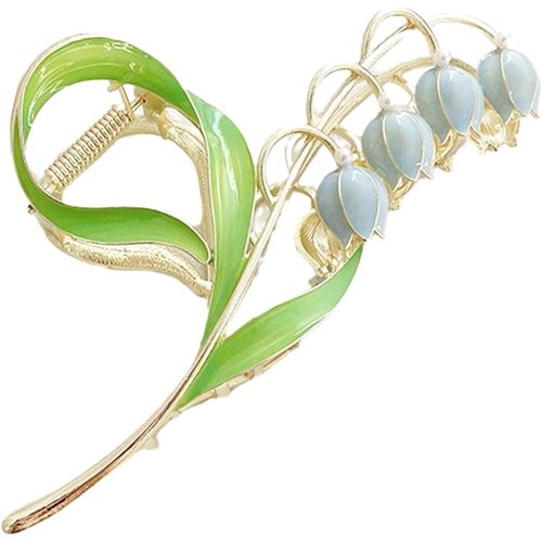 1Pc Lily of The Valley Flower Hair Clips, Orchid Hair Clamps,Flower Metal Hairpin, Lily Flower Jaw Clamp Hair Styling Hair Accessories for Thick Thin Hair, Women,Hair Clips,Hair Accessories