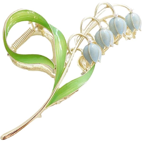 1Pc Lily of The Valley Flower Hair Clips, Orchid Hair Clamps,Flower Metal Hairpin, Lily Flower Jaw Clamp Hair Styling Hair Accessories for Thick Thin Hair, Women,Hair Clips,Hair Accessories