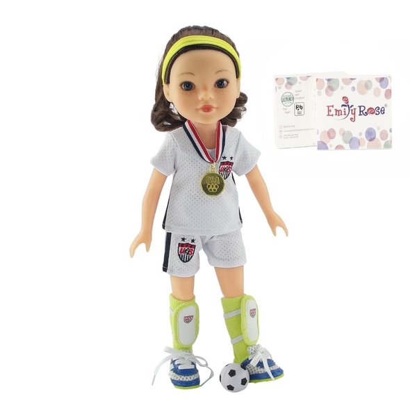Emily Rose 14 Inch Doll Clothes | USA 11 PC 14-in Doll Soccer Sports Uniform, Including Shoes & Accessories! | Gift Boxed! | Doll Not Included | Compatible with 14" Hard-Bodied Fashion Dolls