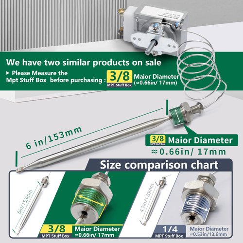Replacement for Atosa 301030004,RX-10-24 RX-2-24 RX-2-30 Thermostat RX Series Millivolt Thermostat 00-913153 Replacement for Adcraft deep Fryer,200-400F with 3/8" Mpt Stuff Box