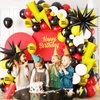 120 Pcs Red Black Yellow balloon garland Arch Kit, Lightning Print Balloons for Cartoon Ball Themed Birthday Party Decorations Boys Girls Gatherings Party Supplies