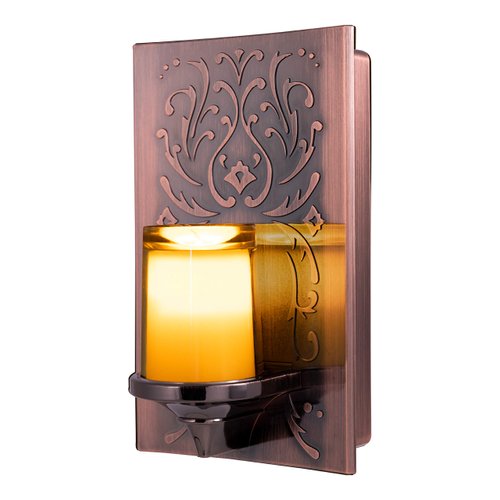 GE 11258 LED CandleLite Night Light, Plug-in, Light Sensing, Auto On/Off, Energy Efficient, Guide Light, Warm Amber Glow, Classic Oil Rubbed Bronze Finish, Flickers Like a Real Candle