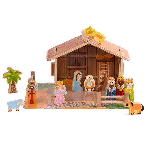 PRISP Wooden Nativity Scene for Kids - 20pcs Set