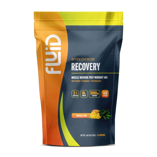 Fluid Recovery, Post-Workout Drink Mix, Whey Isolate Protein, L-Glutamine, Carbs, All Natural Ingredients, Gluten-Free, Lactose-Free (Tropical Fruit)