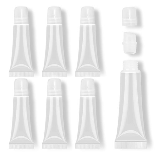 AMORIX 6PCS 10ml Lip Gloss Tubes Clear Empty Lip Balm Containers with Clear Cap Refillable Soft Cosmetic Squeeze Tubes for Lip Gloss Base Glitter Pigment Powder