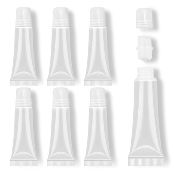 AMORIX 6PCS 10ml Lip Gloss Tubes Clear Empty Lip Balm Containers with Clear Cap Refillable Soft Cosmetic Squeeze Tubes for Lip Gloss Base Glitter Pigment Powder