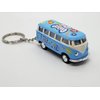 KiNSMART 1962 Volkswagen Classic Hippie Love & Peace Bus 1:64 Scale 2.5 Inch Die Cast Metal Model Key Chain, Pullback Action, Pastel Blue