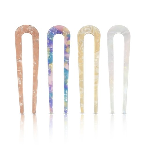 4PCS Hair Pins Clips U Hair Sticks French Hair Pin Hairstyle for Bun Women Girls U Shaped Metal Vintage Hair Forks Elegant Hair Accessories Styling Hairstyle Acetate Prong Hair Sticks for Thick Hair