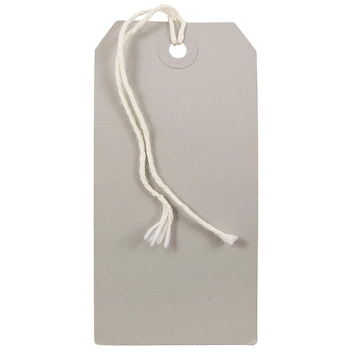 JAM PAPER Gift Tags with String - Medium - 4 3/4 x 2 3/8 - Gray - 10/Pack