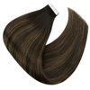 Sunny Hair Tape in Extensions Straight Skin Weft Tape in Hair Extensions Invisible Tape in Hair Extensions Human Hair 20Pcs Hair Extensions Real Human Hair Darkest Brown Balayage Medium Brown 16inch