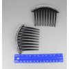 2 Black Big Huge Hair Comb set pack Silver plastic teeth side clip 4 inches wide