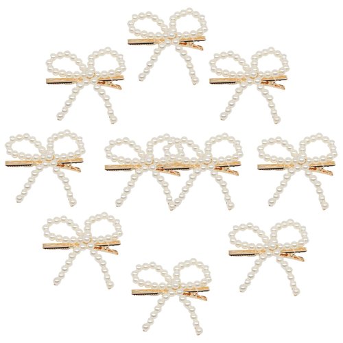 10pcs Pearl Bow Hair Clips，Hair Barrettes Accessories Girls and Women，Faux Pearl Hair Barrette，Decorative Bobby Pin Barrette，Bow Pearls Hairpin，Non-Slip Duckbill Clip，Non-Slip Hairpin Pearl Barrette